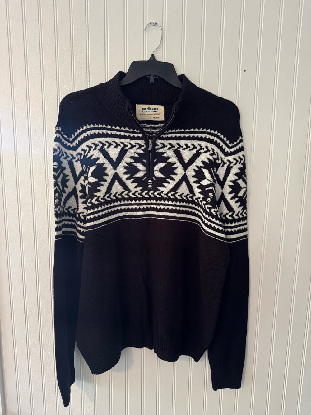 urban pipeline Black & White Fair Isle Half-Zip Sweater